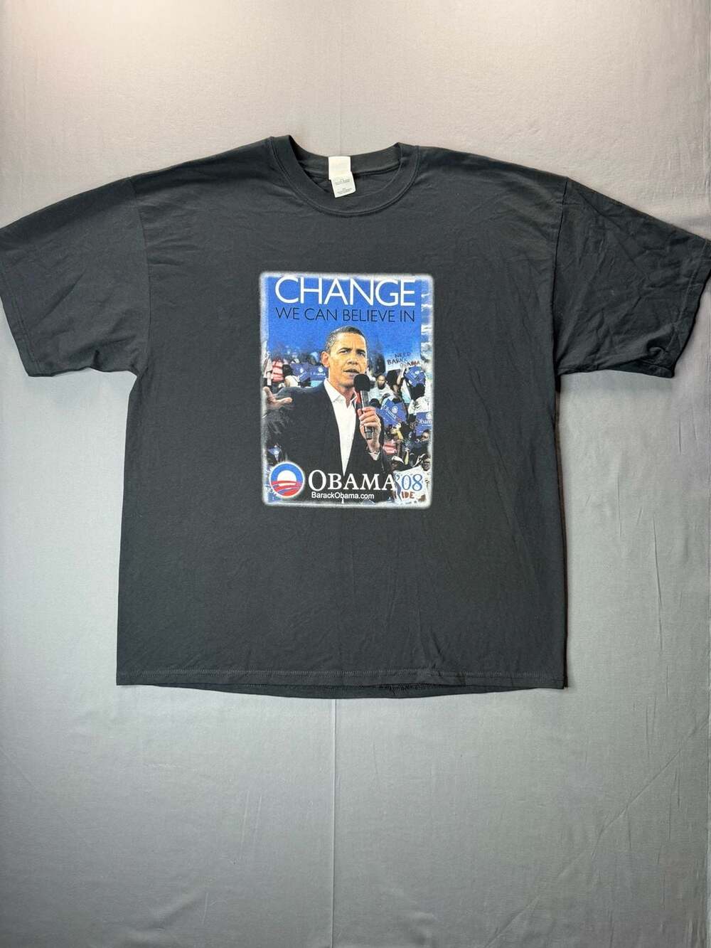 Barack Obama 08 Rap T-Shirt 2XL Black Change We Can Believe In Vintage